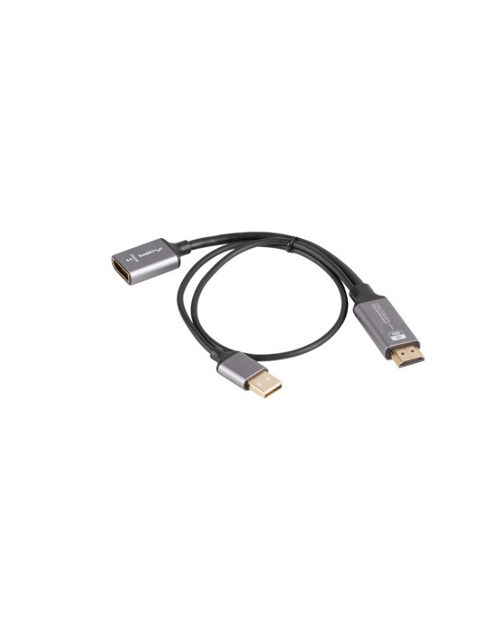 lanberg Adapter HDMI(M)-Displayport(F)4K na kablu 20cm srebrny główny