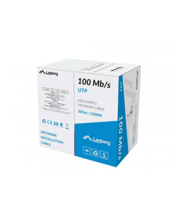 LANBERG KABEL LAN UTP 100MB/S 305M DRUT CCA SZARY nr 1