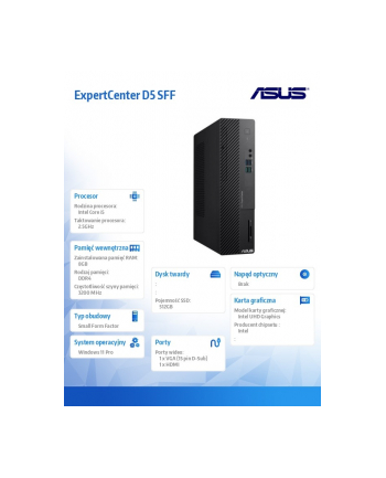 asus Komputer ExpertCenter D5 SFF D500SE-513500252X i5-13500  8GB/512GB