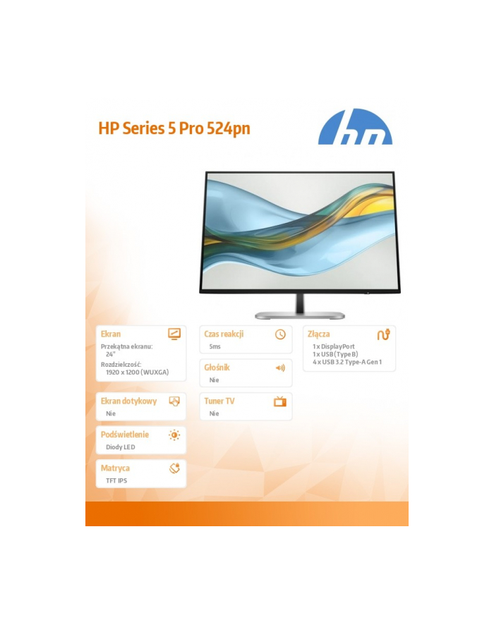 hp inc. Monitor S5 Pro 524pn WUXGA         9D9A7AA#ABB główny