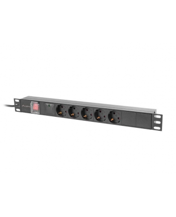 lanberg Listwa zasilająca rack PDU 19 cali 1U 16A 5xschuko 2m czarna