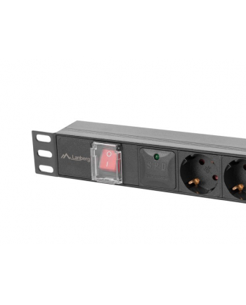 lanberg Listwa zasilająca  rack PDU 19 cali 1U 16A 6x230V schuko 2m czarna