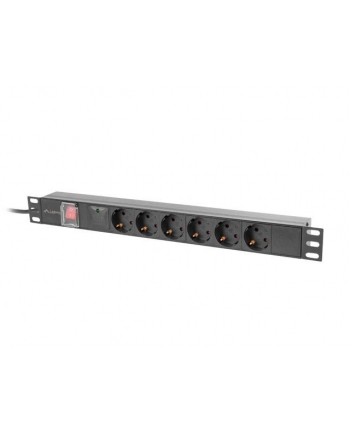 lanberg Listwa zasilająca  rack PDU 19 cali 1U 16A 6x230V schuko 2m czarna