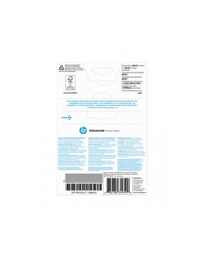Papier HP 10x15 Glossy(25) Q8691A główny