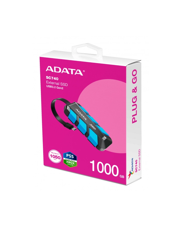 adata Dysk zewnętrzny SSD SC740 1TB U3.2C 1050/1000 MB/s niebieski główny