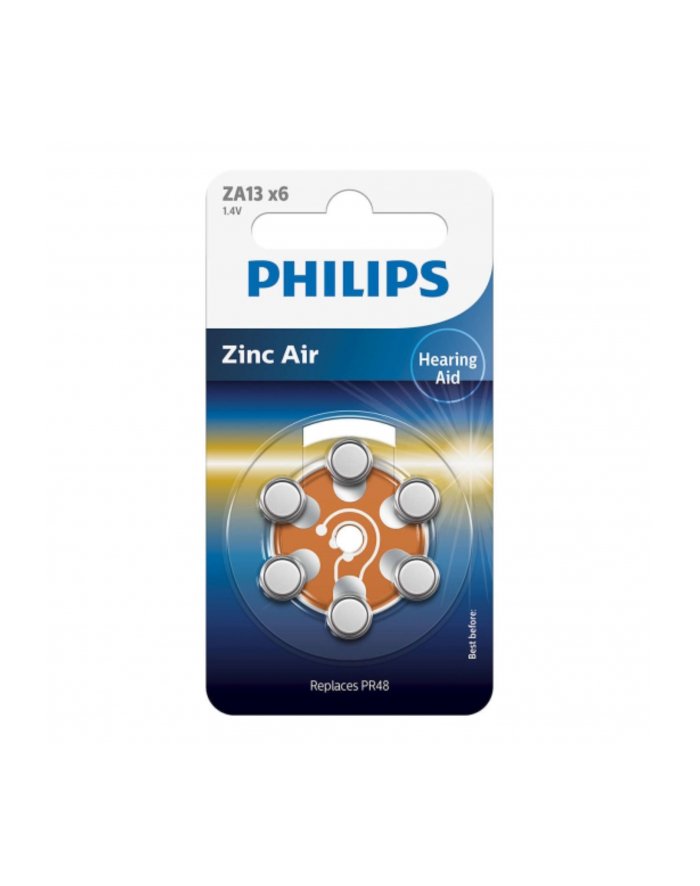 1x6 Philips Zinc-Air PR48 / 13 Hörgeräte Batterie główny