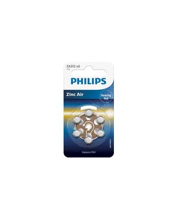 1x6 Philips Zinc-Air PR41 / 312 Hörgeräte Batterie nr 2