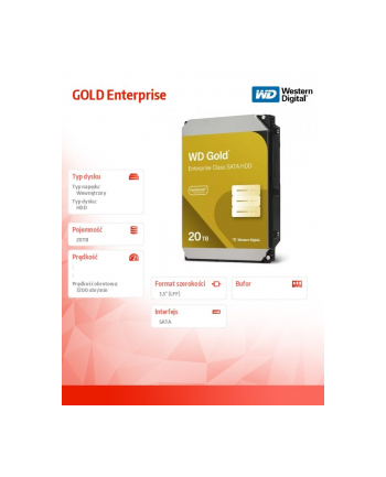 western digital Dysk HDD GOLD Enterprise 20TB 3,5 SATA WD203KRYZ