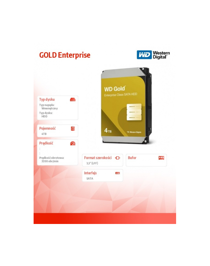 western digital Dysk HDD GOLD Enterprise 4TB 3,5 SATA WD4004FRYZ główny