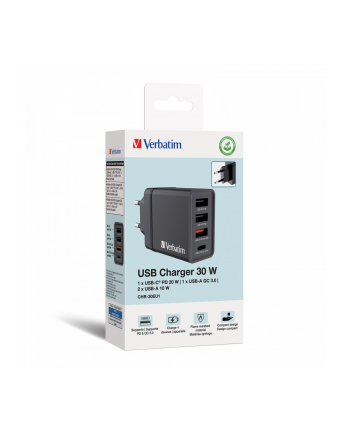 Verbatim USB Wall Charger 30W 1xUSB-C PD 3xUSB-A czarny 49700