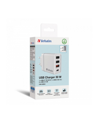 Verbatim USB Wall Charger 30W 1xUSB-C PD 3xUSB-A biały    49701
