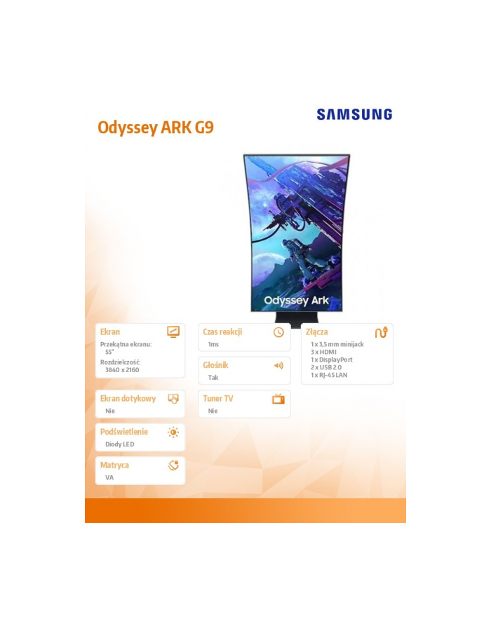 samsung Monitor gamingowy Odyssey ARK G9 55 cali  LS55CG970NUXDU główny