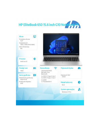 hp inc. Notebook EliteBook  650 G10 i5-1335U 512GB/16GB/W11P/15.6 968M9ET