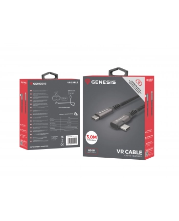 Kabel Genesis USB-C M/M 3.1 Gen 2 3M 10GB/S PD 60W VR Czarny