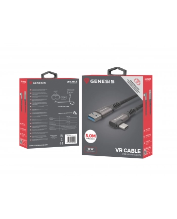Kabel Genesis USB-C (M) -> USB-A (M) 3.1 Gen 1 5M 5GB/S PD 15W VR Czarny