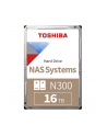 Dysk Toshiba N300 HDWG51GUZSVA 16TB 3,5'' 7200 512MB SATA III NAS BULK - nr 1