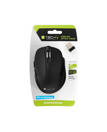 Mysz bezprzewodowa Techly USB 2.4GHz RF 1600dpi optyczna czarna