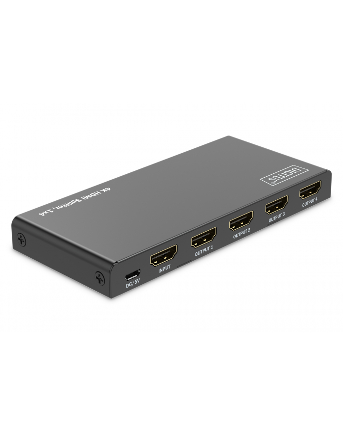 Rozdzielacz/Splitter DIGITUS HDMI 1x4, 4K/60Hz UHD z HDR, 18 Gbps, HDCP 2.2, EDID główny