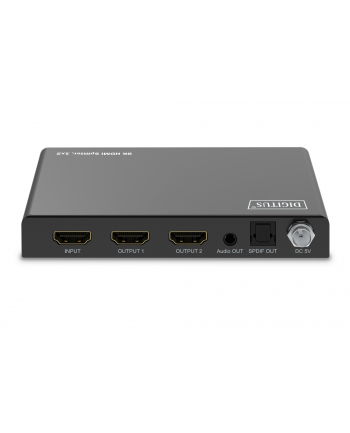 Rozdzielacz/Splitter DIGITUS HDMI 1x2, 8K/60Hz (4:4:4) z HDR, 48 Gbps, HDCP 2.3. Toslink / Stereo, EDID