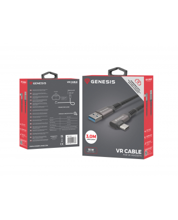 Kabel Genesis USB-C (M) -> USB-A (M) 3.1 Gen 1 3M 5GB/S PD 15W VR Czarny