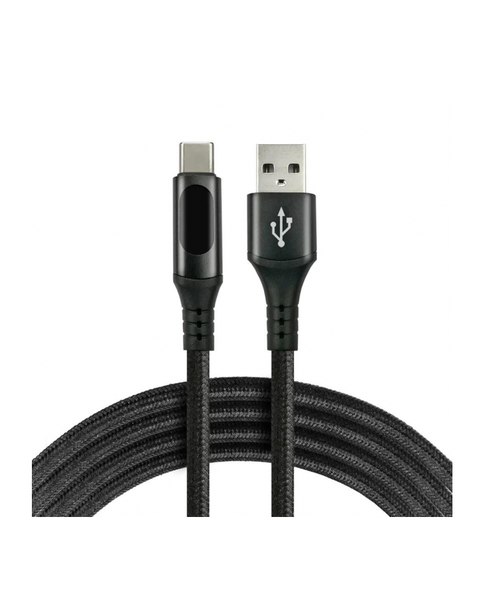 Kabel USB -> USB-C everActive CBB-1CBL 1m 3A wbudowany wyświetlacz czarny główny