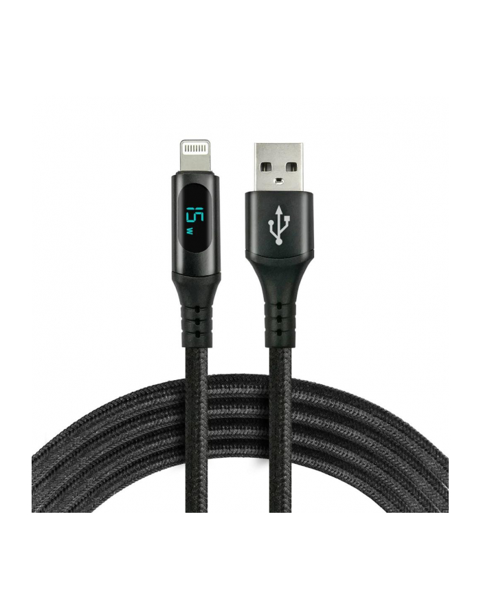 Kabel USB -> Lightning everActive CBB-1IBL 1m 2,4A wbudowany wyświetlacz czarny główny