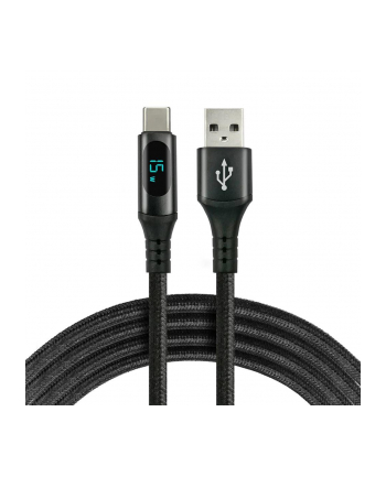 Kabel USB -> USB-C everActive CBB-2CBL 2m 3A wbudowany wyświetlacz czarny