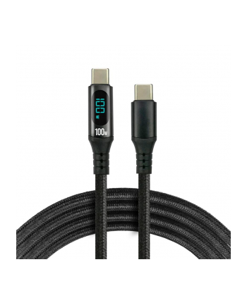 Kabel USB-C -> USB-C everActive CBB-2PD5L 2m 100W wbudowany wyświetlacz czarny