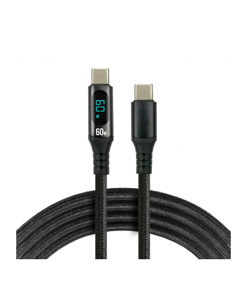 Kabel USB-C -> USB-C everActive CBB-3PDL 3m 60W wbudowany wyświetlacz czarny