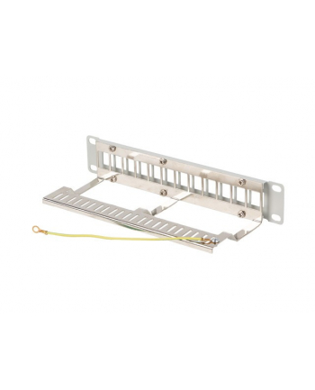 Patch panel pusty Lanberg 12 Port 1U 10'' FTP z organizerem do modułów Keystone szary