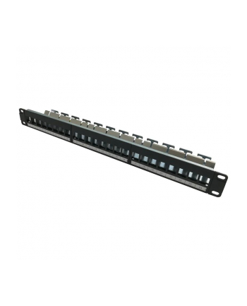 Patch panel keystone RACK 19'' 1U, 24 porty, FTP, STP, Netrack, czarny