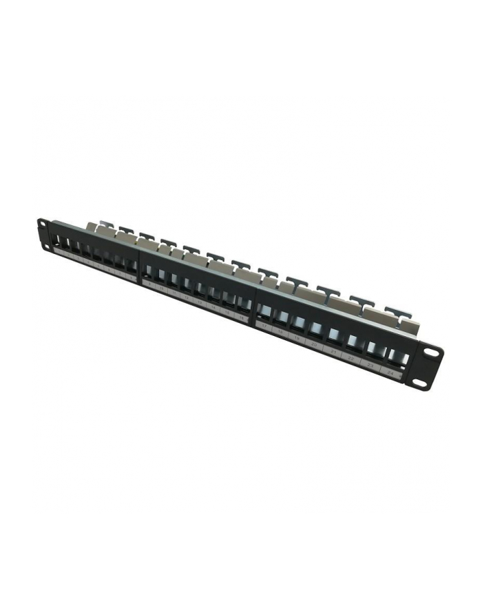 Patch panel keystone RACK 19'' 1U, 24 porty, FTP, STP, Netrack, czarny główny