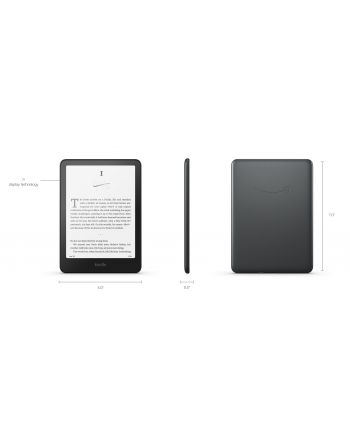 Ebook New Kindle PaperBIAŁY (12th Generation) - 2024 release 7” glare-free 32GB Wi-Fi Wireless charging (Without Lockscreen Ads) Metallic Black