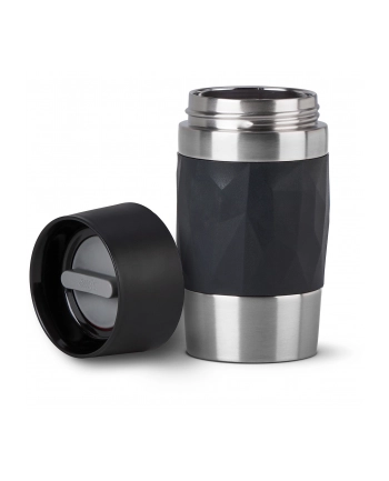 Emsa TRAVEL MUG Compact thermal mug (black/stainless steel, 0.3 liters, screw cap)