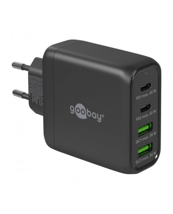 goobay USB-C multiport quick charger, PD, GaN, 68 watts (black, 2x USB-C, 2x USB-A, Power Delivery, QuickCharge)