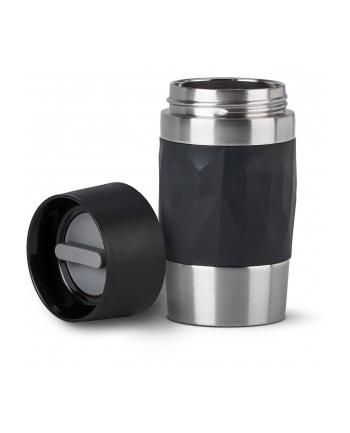 Emsa TRAVEL MUG Compact thermal mug (black/stainless steel, 0.3 liters, screw cap)