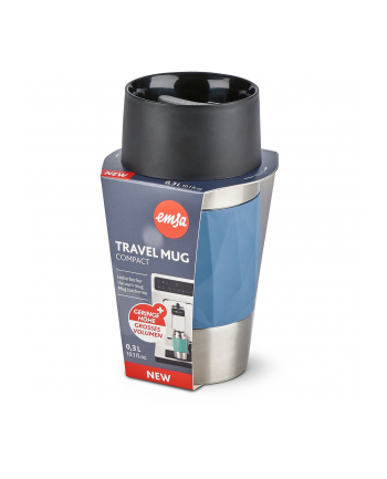 Emsa TRAVEL MUG Compact thermal mug (blue/stainless steel, 0.3 liters, screw cap)