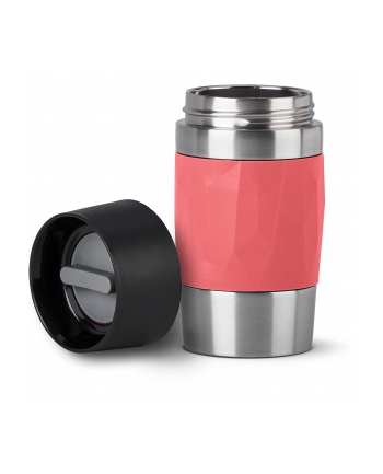 Emsa TRAVEL MUG Compact thermal mug (coral/stainless steel, 0.3 liters, screw cap)