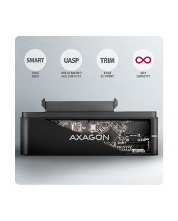 axagon ADSA-FPX Adapter USB-C 10Gbps SATA 6G 2.5'/3.5' SSD/HDD FASTPORT X, w tym zasilacz, 60cm USB-C/USB-A kabel