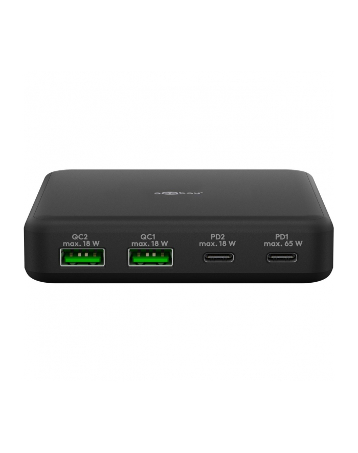 goobay USB-C multiport desktop charger, PD, GaN, 65 watts (black, 2x USB-C, 2x USB-A, Power Delivery, QuickCharge 3.0) główny
