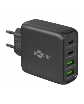 goobay USB-C multiport quick charger, PD, GaN, 68 watts (black, 2x USB-C, 2x USB-A, Power Delivery, QuickCharge)