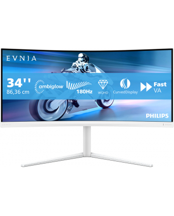 philips Monitor 34 cale 34M2C5501A Curved VA 180Hz HDMIx2 DP HAS Ambiglow
