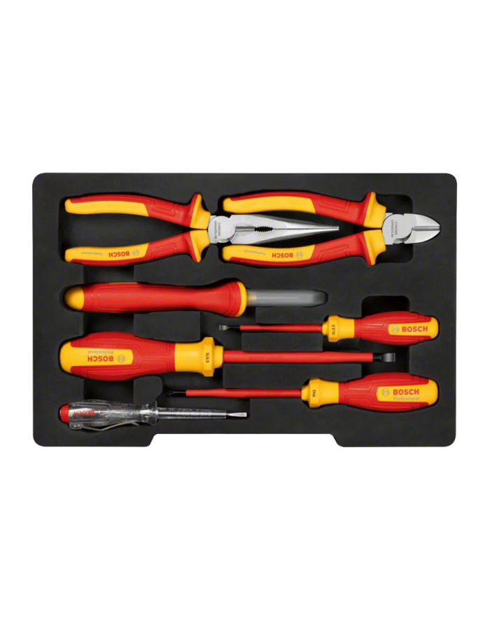 bosch powertools Bosch VDE tool set mixed, 7-piece (red/yellow, side cutters, needle-nose pliers, 4 screwdrivers, stripping knife) główny