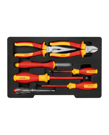 bosch powertools Bosch VDE tool set mixed, 7-piece (red/yellow, side cutters, needle-nose pliers, 4 screwdrivers, stripping knife)