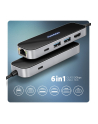 axagon HMC-6GLN Wieloportowy hub USB 6in1, 5Gbps, 2xUSB-A, 1x USB-C, GLAN, HDMI 4K/60Hz, PD 100W, 20cm USB-C kabel - nr 2