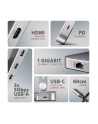 axagon HMC-STND Stojak z wieloportowy hub Aluminiowy 7in1, 5Gbps, do 10'-16' '' laptopów, nastawny, 3x USB-A, HDMI 4K/60Hz, GLAN, PD 100W, 60cm USB-C kabel - nr 27
