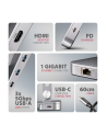 axagon HMC-STND Stojak z wieloportowy hub Aluminiowy 7in1, 5Gbps, do 10'-16' '' laptopów, nastawny, 3x USB-A, HDMI 4K/60Hz, GLAN, PD 100W, 60cm USB-C kabel - nr 5