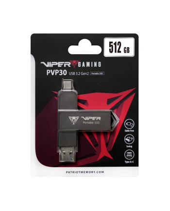 patriot Dysk zewnętrzny SSD 512GB PVP30 Duo Compact 1000/1000 MB/s USB 3.2 USB-C