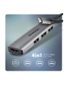 axagon HMC-H3A Wieloportowy hub USB 4in1, 5Gbps, 3x USB-A (2x USB2.0, 1x USB3.0) + HDMI 4K/30Hz, metal, 15cm USB-C kabel - nr 37