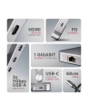 axagon HMC-STND Stojak z wieloportowy hub Aluminiowy 7in1, 5Gbps, do 10'-16' '' laptopów, nastawny, 3x USB-A, HDMI 4K/60Hz, GLAN, PD 100W, 60cm USB-C kabel - nr 14